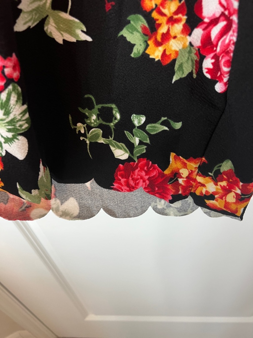 SHEIN Black One-Shoulder Floral Dress with Red & Green Accents - Picture 2 of 4